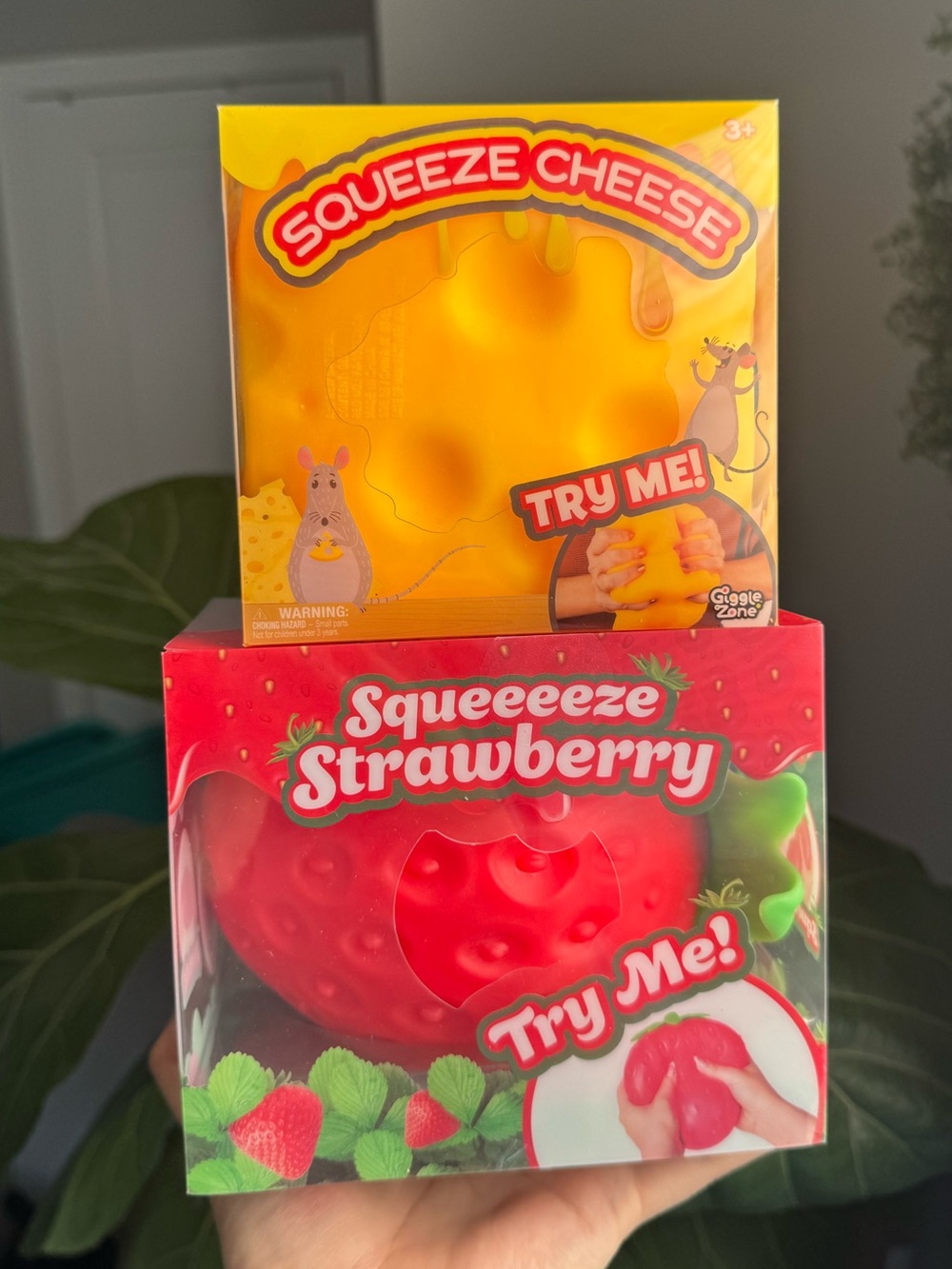 Jumbo Cheese Squishy & Jumbo Strawberry Squishy Stress relief toy - BUNDLE DEAL